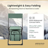 ARROWHEAD OUTDOOR 3-in-1 Compact Fishing Chair Backpack Stool & Insulated Cooler, w/Bottle Holder & Storage Bag, External Pockets, Backrest
