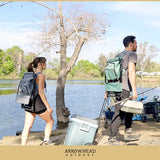 ARROWHEAD OUTDOOR 3-in-1 Compact Fishing Chair Backpack Stool & Insulated Cooler, w/Bottle Holder & Storage Bag, External Pockets, Backrest