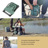 ARROWHEAD OUTDOOR 3-in-1 Compact Fishing Chair Backpack Stool & Insulated Cooler, w/Bottle Holder & Storage Bag, External Pockets, Backrest