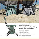 ARROWHEAD OUTDOOR 3-in-1 Compact Fishing Chair Backpack Stool & Insulated Cooler, w/Bottle Holder & Storage Bag, External Pockets, Backrest