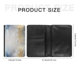 Art and Beyond Leatherette Passport Wallet with Card Storage Pockets Marble Pattern Cover Watercolor Print Gray Blue White and Gold Specks Abstract Design Fun Design Passport Holder Case, Black