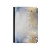 Art and Beyond Leatherette Passport Wallet with Card Storage Pockets Marble Pattern Cover Watercolor Print Gray Blue White and Gold Specks Abstract Design Fun Design Passport Holder Case, Black