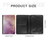 Art and Beyond Leatherette Passport Wallet with Card Storage Pockets Marble Pattern Cover Watercolor Print Mauve Lilac Purple and Gold Specks Abstract Design Fun Design Passport Holder Case, Black