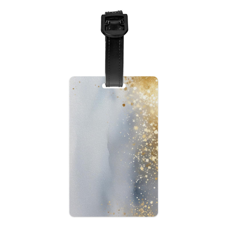 Art and Beyond Personalized Luggage Tag Marble Pattern Novelty Custom Luggage Tags for Suitcases, Bag Watercolor Print Grey Blue White and Gold Specks Abstract Print Customized Travel, One Piece