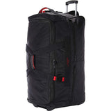 A.SAKS Rolling Trolley Duffel Bag 31-Inch Large Check-In, Expandable with 2-Wheels and Telescoping Handle for Easy Traveling, Lightweight and Durable, Black with Red Details