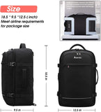 Asenlin 40L Travel Backpack for Women Men,Flight Approved Carry On Backpack with 17 Inch Laptop Compartment,Water Resistant Computer Backpack for College Weekender Overnight Daypack,Black