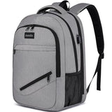 Asenlin Travel Laptop Backpack for Women & Men,Water Resistant Business Slim Sturdy Laptops Backpack with USB Charging Port,Fits 17.3 Inch Notebook College School Computer Bag-Grey