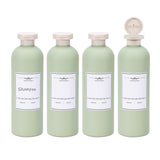ASEVAT 13.5oz 4Pcs Green Plastic Refillable Travel Shampoo and Conditioner Bottles Plastic Refillable Travel Shampoo Bottles with Flip Cap Shampoo and Conditioner Dispenser