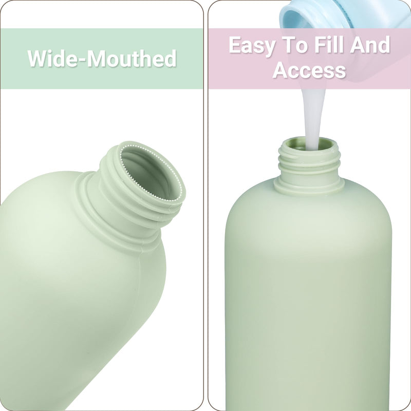 ASEVAT 13.5oz 4Pcs Green Plastic Refillable Travel Shampoo and Conditioner Bottles Plastic Refillable Travel Shampoo Bottles with Flip Cap Shampoo and Conditioner Dispenser