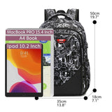 Asge Large Nylon Backpacks for Boys & Girls, Waterproof Satchel with Print, School Bags for 8 - 16 Years