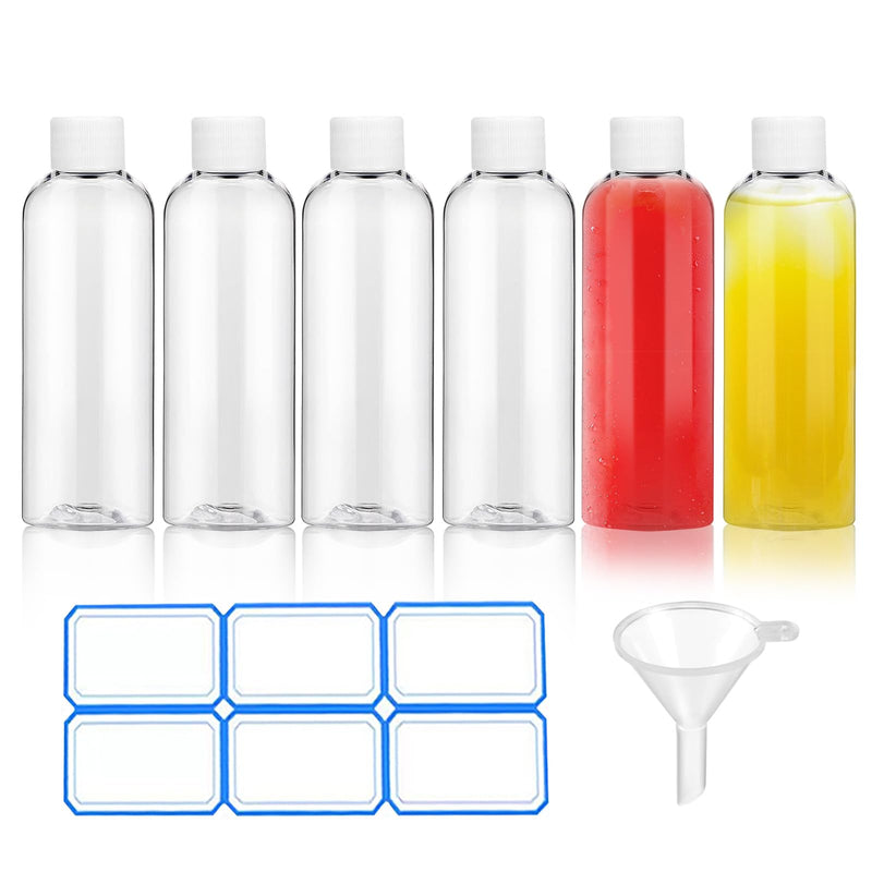 AskBed 6 Pack 2 Oz (60ml) Clear Plastic Shot Bottles with caps - Small Bottles for Health, Immunity, Wellness, Samples - Perfect for Ginger Juice & Personal Care on the Go