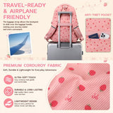 ASKSKY Girls Backpack for School, Cute Corduroy School Backpack for Girls, Kawaii Ita Bookbag, Lightweight Kids Backpacks for Elementary Middle School Teen Girl Travel Daypack, Pink Strawberry