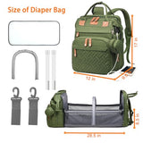 Astro alan Baby Diaper Bags with Changing Station, Waterproof Diaper Bag Backpack for Moms Dads with USB Charging Port, Baby Shower Gifts, Large Capacity diaper backpack, Green