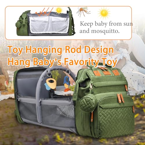 Astro alan Baby Diaper Bags with Changing Station, Waterproof Diaper Bag Backpack for Moms Dads with USB Charging Port, Baby Shower Gifts, Large Capacity diaper backpack, Green