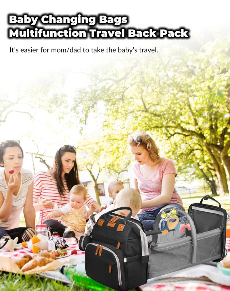 Astro alan Baby Diaper Bags with Changing Station, Waterproof Diaper Bag Backpack for Moms Dads with USB Charging Port, Baby Shower Gifts, Large Capacity diaper backpack, Black