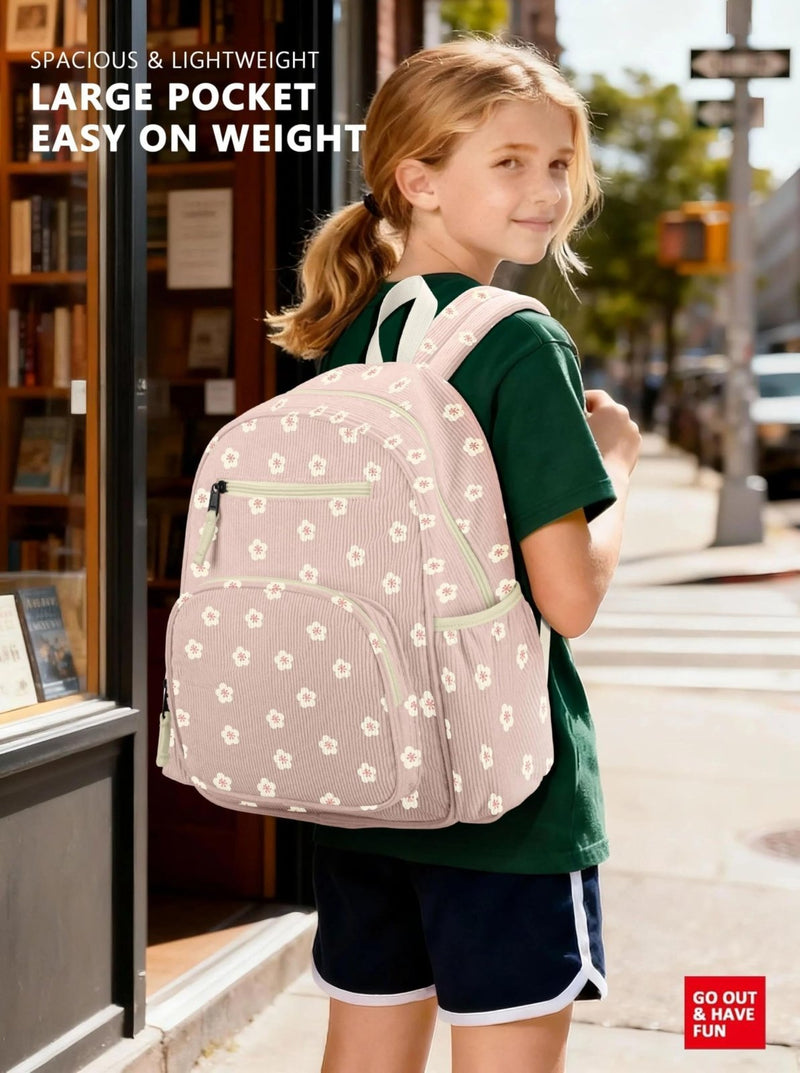 atgark Corduroy Toddler Backpack for Girls 2 - 5, Preschool Kindergarten Backpack - Cute Kids Backpacks for Girls 13.7" H Fit Folder