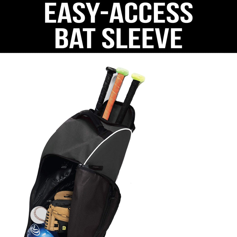 Athletico Rolling Baseball Bag - Wheeled Bat, TBall, & Softball Equipment for Youth, Kids, and Adults (Black)