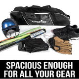 Athletico Rolling Baseball Bag - Wheeled Bat, TBall, & Softball Equipment for Youth, Kids, and Adults (Black)