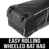 Athletico Rolling Baseball Bag - Wheeled Bat, TBall, & Softball Equipment for Youth, Kids, and Adults (Black)