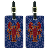 Atlantic Lobster on Blue Waves Luggage ID Tags Carry-On Cards - Set of 2
