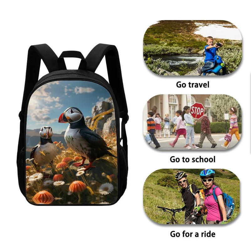 Atlantic Puffin School Backpack For Girls Boys Kids,Lightweight Elementary Student Bookbag Perfect for Back to School
