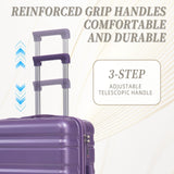 Attjuoly Lightweight 3 - Piece purple luggage Sets - 20"/24"/28" ABS+PC Hardshell Spinner Suitcase with 360°Wheels & TSA Lock, suitcases with wheels