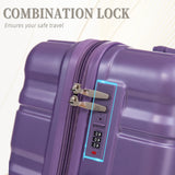Attjuoly Lightweight 3 - Piece purple luggage Sets - 20"/24"/28" ABS+PC Hardshell Spinner Suitcase with 360°Wheels & TSA Lock, suitcases with wheels