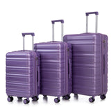 Attjuoly Lightweight 3 - Piece purple luggage Sets - 20"/24"/28" ABS+PC Hardshell Spinner Suitcase with 360°Wheels & TSA Lock, suitcases with wheels