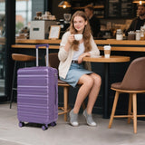 Attjuoly Lightweight 3 - Piece purple luggage Sets - 20"/24"/28" ABS+PC Hardshell Spinner Suitcase with 360°Wheels & TSA Lock, suitcases with wheels