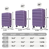 Attjuoly Lightweight 3 - Piece purple luggage Sets - 20"/24"/28" ABS+PC Hardshell Spinner Suitcase with 360°Wheels & TSA Lock, suitcases with wheels
