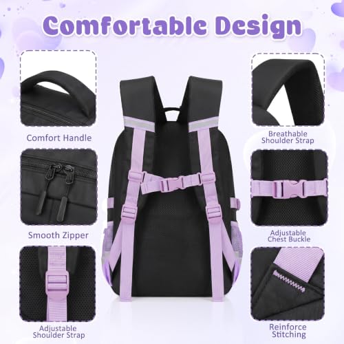 Attmu Kids Backpack for Girls, School Bag for Elementary Primary Students, Bookbag for Teens Middle School, Kawaii Ita Backpack - Black