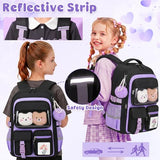 Attmu Kids Backpack for Girls, School Bag for Elementary Primary Students, Bookbag for Teens Middle School, Kawaii Ita Backpack - Black