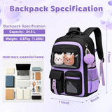 Attmu Kids Backpack for Girls, School Bag for Elementary Primary Students, Bookbag for Teens Middle School, Kawaii Ita Backpack - Black