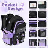 Attmu Kids Backpack for Girls, School Bag for Elementary Primary Students, Bookbag for Teens Middle School, Kawaii Ita Backpack - Black