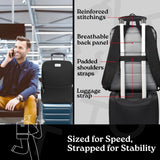 ATUTO Professional Black Laptop Backpack for Men 17 inch Compartment - Back Airflow & Fully Padded - Work & Travel Backpack for Men with Luggage Strap and Trolley Sleeve.