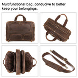 Augus Leather Briefcase Business Travel Duffel Bags for Men Laptop Bag fits 17 inches Laptop YKK Metal Zipper