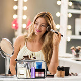 AURUZA Clear Makeup Bag,Portable Travel Toiletry Bags with Zipper, TSA Approved Clear Organizer Bags, PVC Cosmetic Pouch for Airport Airline Compliant