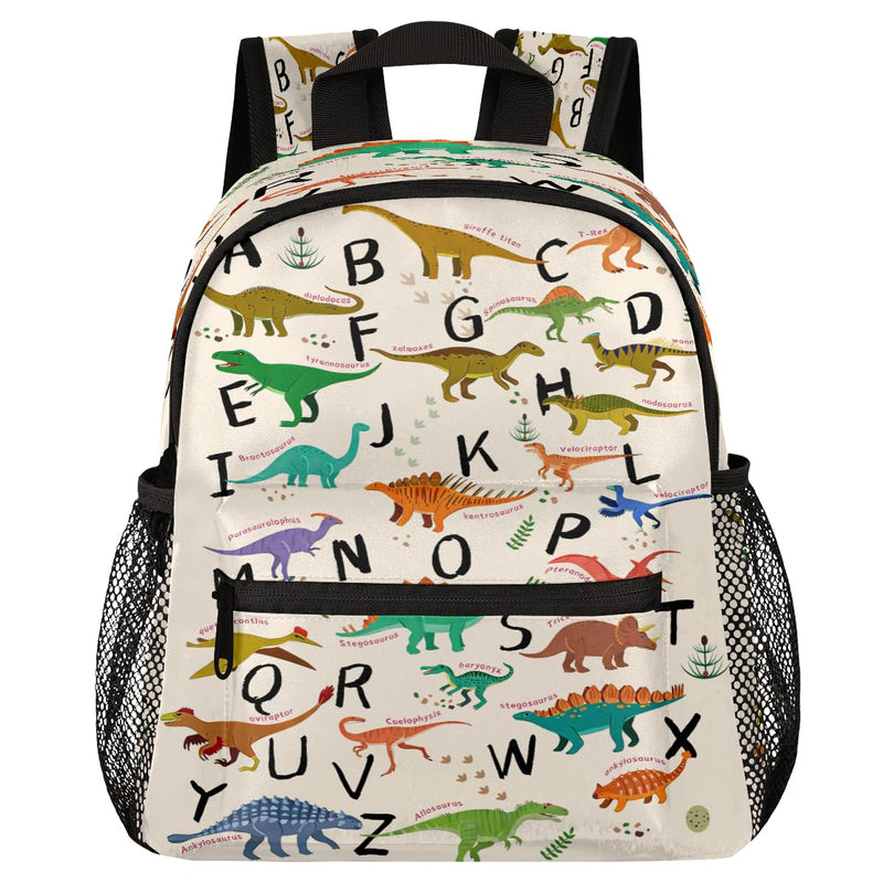 AUUXVA Alphabet Dinosaur Backpack for Kids, Neutral Preschool Toddler Bookbag Boy Girl, Childish Dino Kids Back Pack Kindergarten Children Bag Nursery Junior Primary Student Travel School Bag