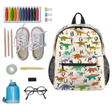 AUUXVA Alphabet Dinosaur Backpack for Kids, Neutral Preschool Toddler Bookbag Boy Girl, Childish Dino Kids Back Pack Kindergarten Children Bag Nursery Junior Primary Student Travel School Bag