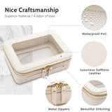 Aveniee Clear Makeup Bag Organizer, Travel Toiletry Bag Cosmetic Case for Women, Portable Make Up Skincare Pouch Car Organizer Bag with Zippers for Essentials,White