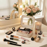 Aveniee Clear Makeup Bag Organizer, Travel Toiletry Bag Cosmetic Case for Women, Portable Make Up Skincare Pouch Car Organizer Bag with Zippers for Essentials,White