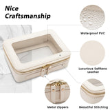 Aveniee Clear Makeup Bag Organizer, Travel Toiletry Bag Cosmetic Case for Women, Portable Make Up Skincare Pouch Car Organizer Bag with Zippers for Essentials,White