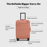 Away Softside Bigger Carry - On Suitcase, 23 Inch Expandable High - Strength Nylon Luggage With Spinner Wheels, Meets Requirements for Most Major Airlines, Clay Pink