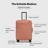 Away Softside Medium Checked Suitcase, 26 Inch Expandable Luggage For Men & Women, Durable Nylon Exterior, TSA Approved Lock, Ideal For Trips 1 - 2 Weeks, Clay Pink