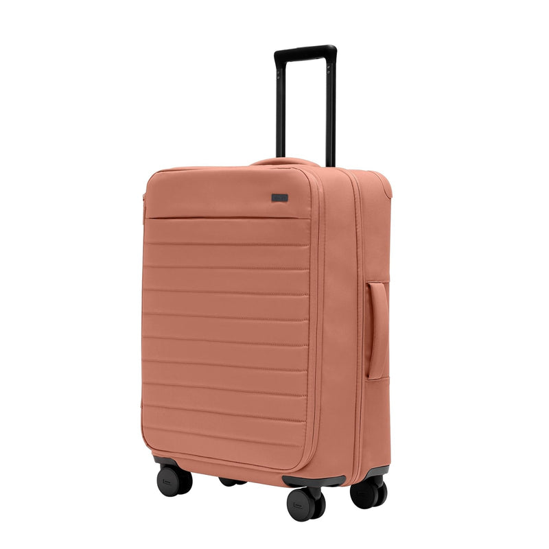 Away Softside Medium Checked Suitcase, 26 Inch Expandable Luggage For Men & Women, Durable Nylon Exterior, TSA Approved Lock, Ideal For Trips 1 - 2 Weeks, Clay Pink