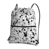 AWUCDIMFWX Drawstring Backpack Gym Bag Black White Speck Backpack Cinch Tote Drawstring Bags for Sports String Bag