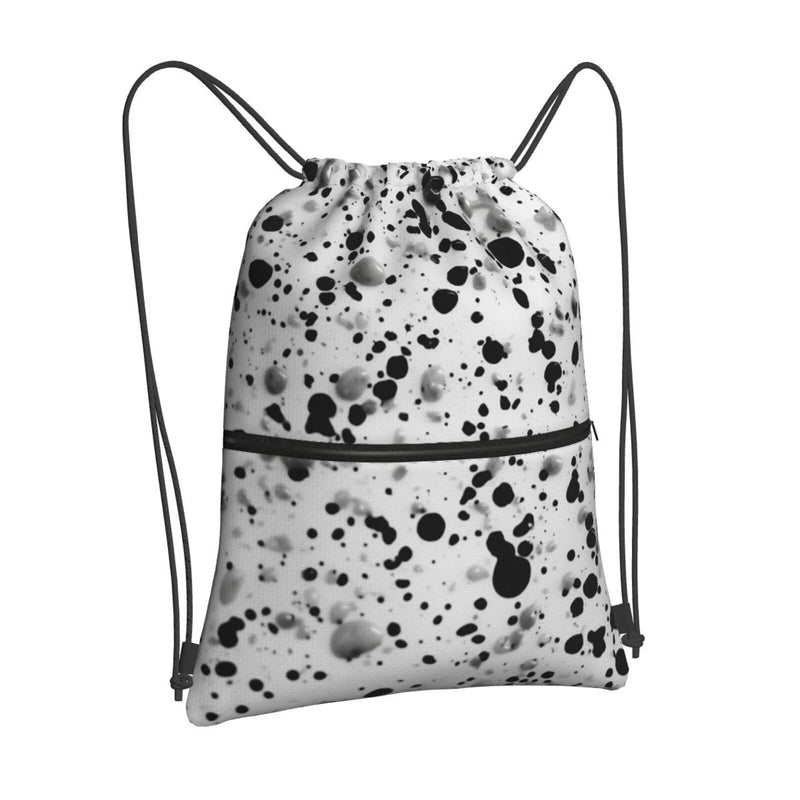 AWUCDIMFWX Drawstring Backpack Gym Bag Black White Speck Backpack Cinch Tote Drawstring Bags for Sports String Bag