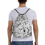 AWUCDIMFWX Drawstring Backpack Gym Bag Black White Speck Backpack Cinch Tote Drawstring Bags for Sports String Bag