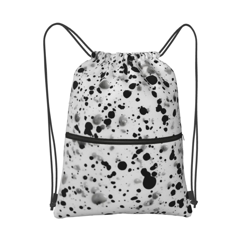 AWUCDIMFWX Drawstring Backpack Gym Bag Black White Speck Backpack Cinch Tote Drawstring Bags for Sports String Bag