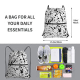 AWUCDIMFWX Drawstring Backpack Gym Bag Black White Speck Backpack Cinch Tote Drawstring Bags for Sports String Bag